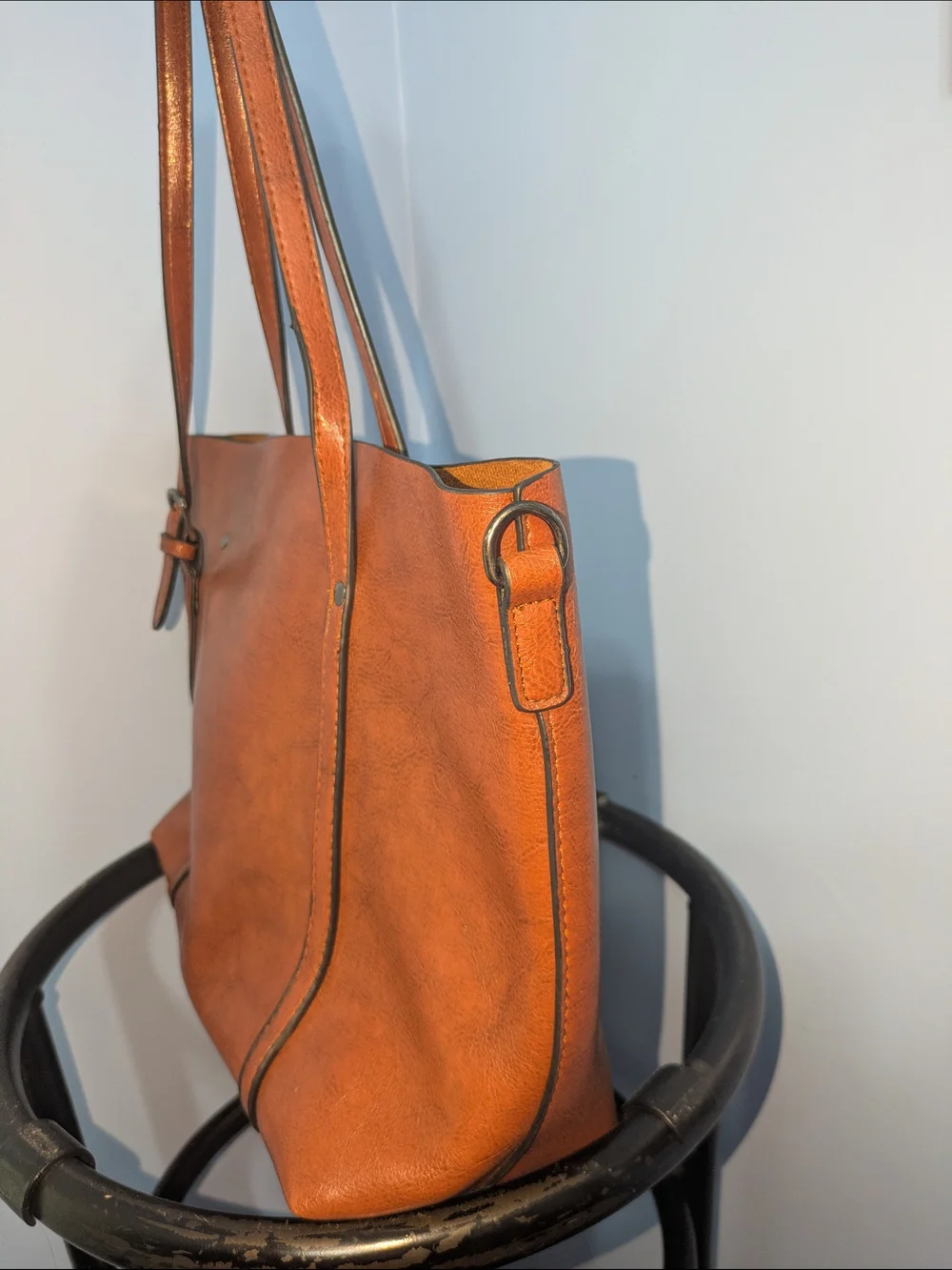 Classic Brown Leather-Look Tote Bag